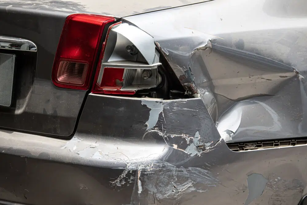 A photo of a rear end accident